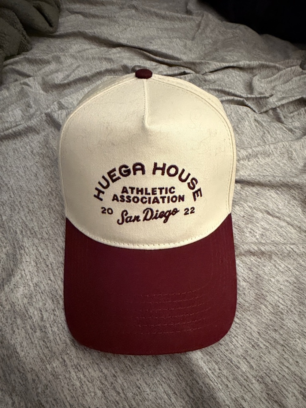 Huega House Athletic Association Two-Tone Baseball Cap - Cream & Maroon